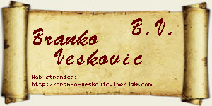 Branko Vesković vizit kartica